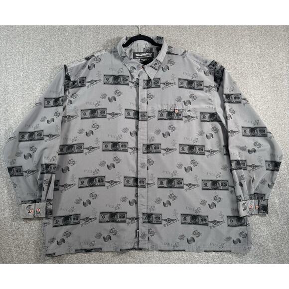 Vintage Pelle Pelle Marc Buchanan Shirt Mens 5XL Gray Money Print Button Up - Picture 1 of 12